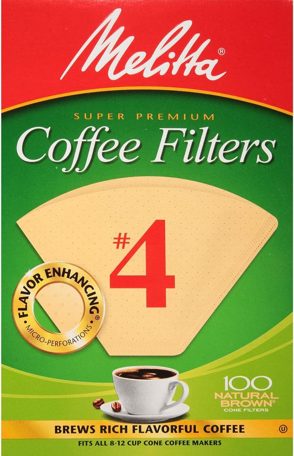 Melitta #4 Cone Coffee Filters, Unbleached Natural Brown, 100 Count