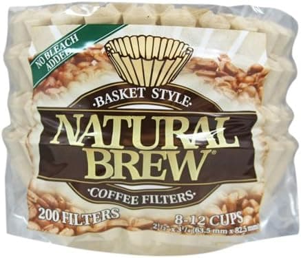 Natural Brew Basket Coffee Filters, 8-12 Cup, Natural Brown Paper, 200-Count (Pack of 12)