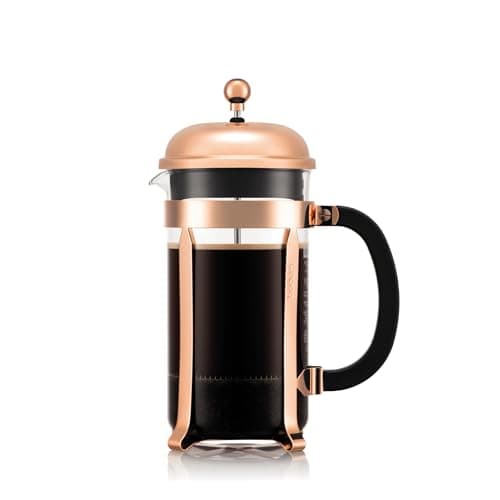 Bodum 34oz Chambord French Press Coffee Maker, High-Heat Borosilicate Glass, Stainless Steel, Copper - Made in Portugal