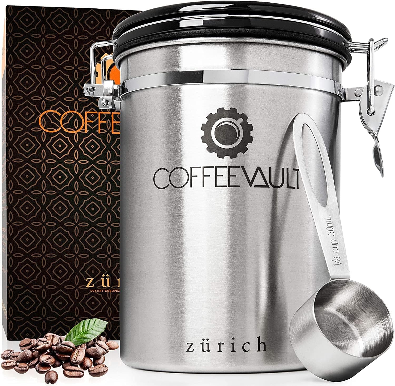 CoffeeVault Coffee Canister 22oz with Scoop and CO2 Valve