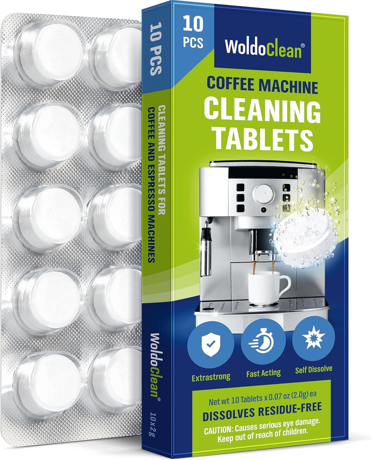 WoldoClean Espresso & Coffee Machine Cleaning Tablets, 40 Pack 2g