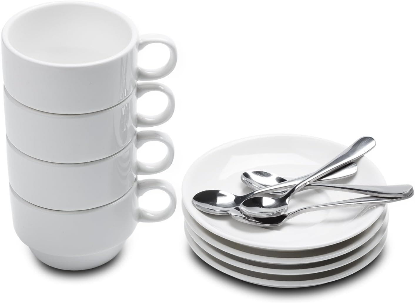 AOZITA Espresso Cups and Saucers with Spoons, 12-piece 2.5oz