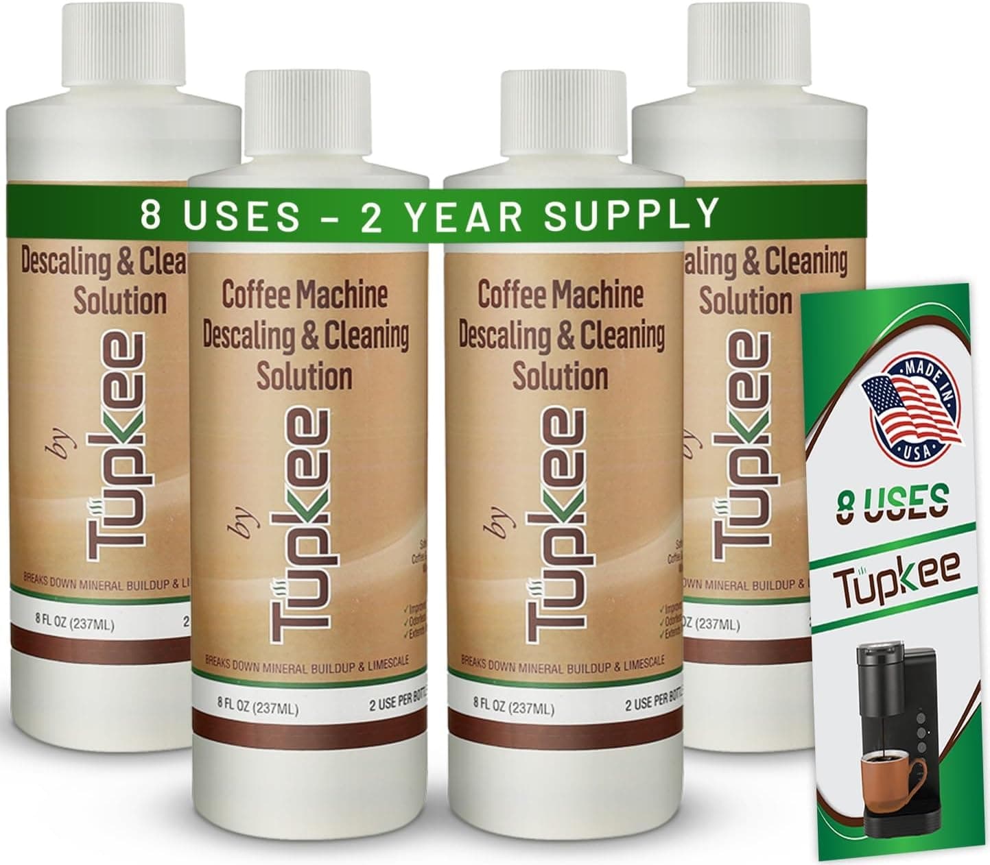 Coffee Machine Descaler Descaling Solution, Made in USA, Pack of 4