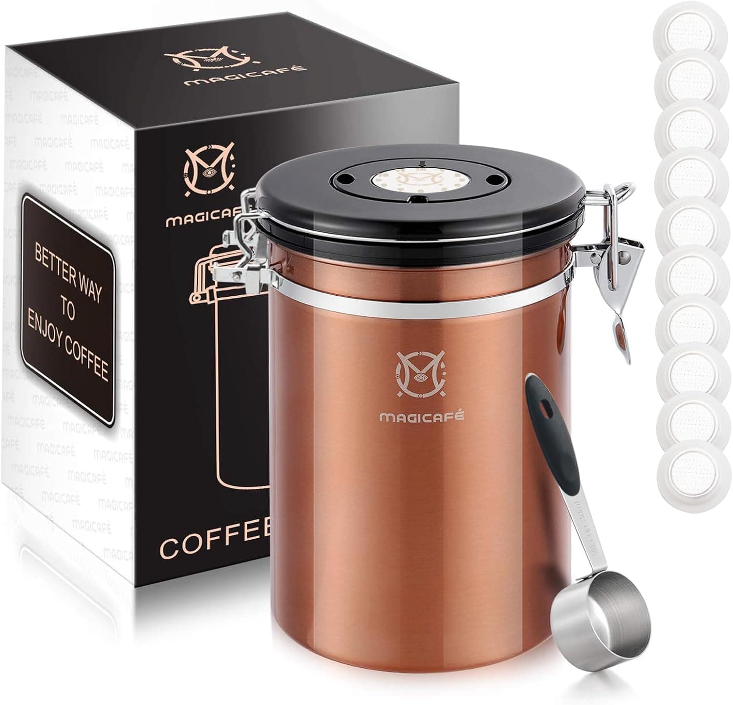 MAGICAFE Airtight Coffee Bean Storage with CO2 Valve 21oz (Blue)