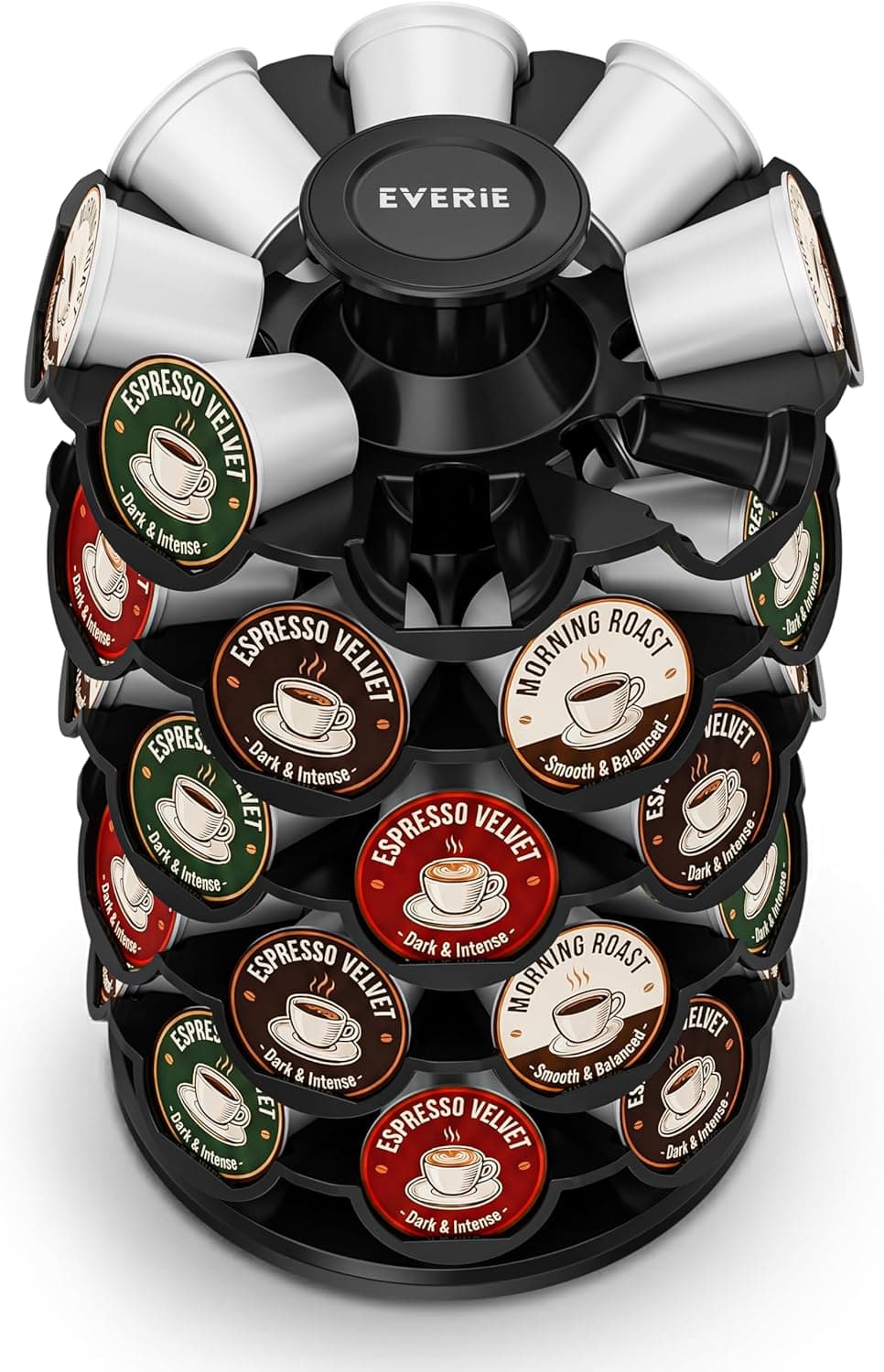 EVERIE Coffee Pod Carousel Organizer for Countertop, Holds 40 Pods, 360° Rotating