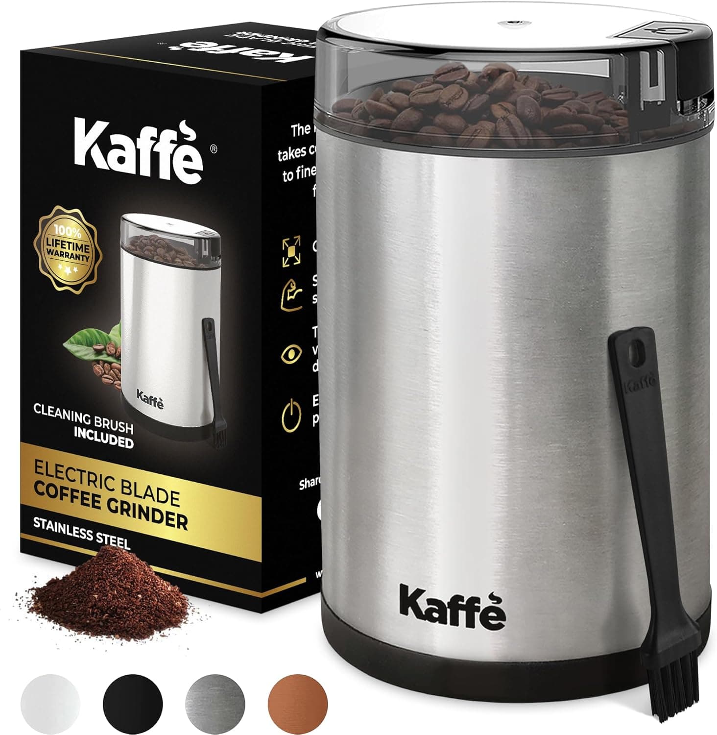 Kaffe Electric Coffee Grinder, 14 Cup, w/ Cleaning Brush