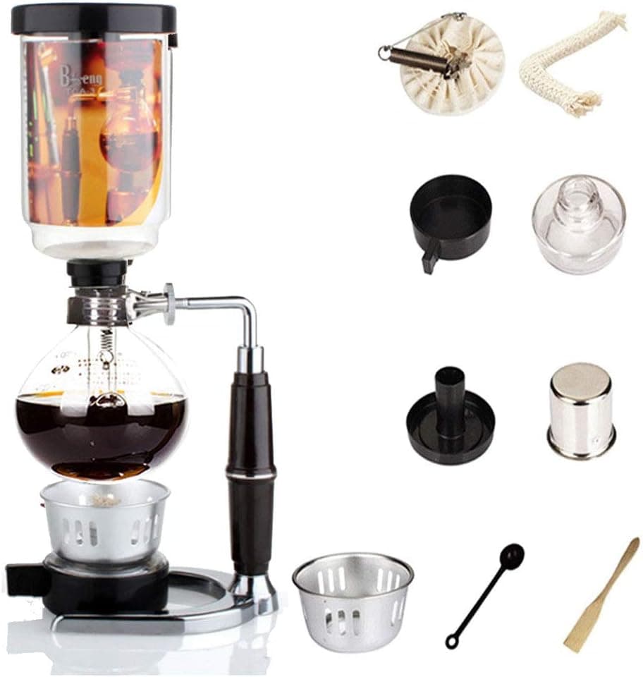 moo-1 Siphon Coffee Maker Japanese Style Vacuum Glass, 1-3 Cups