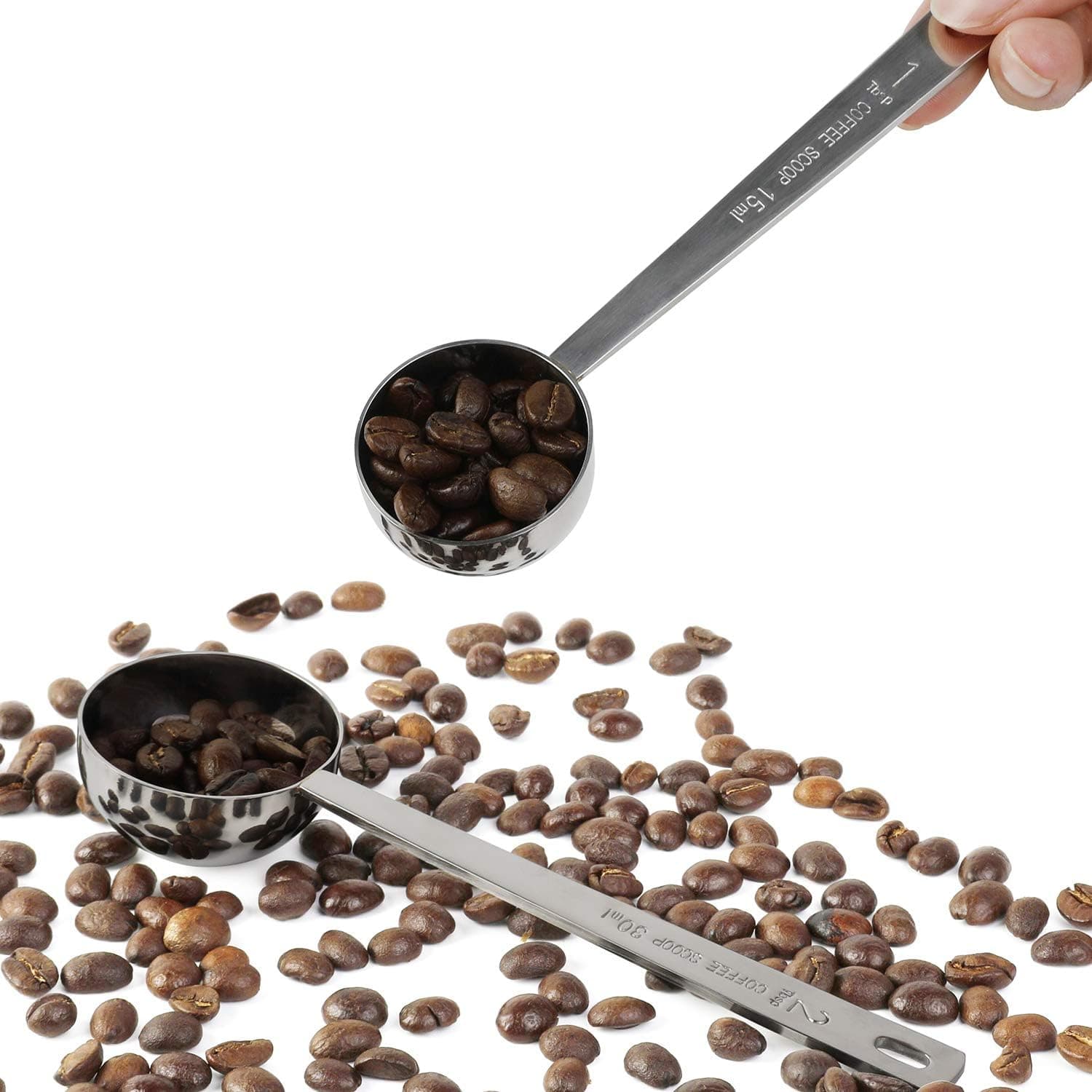 Coffee Scoop Stainless Steel 1 Tbsp and 2 Tbsp Long Handled Set