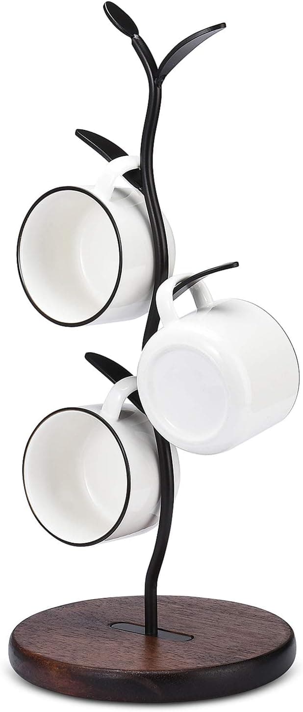 ALLCENER Mug Holder, Countertop Mug Tree, Coffee & Tea Cup Storage Rack, Black (single row)