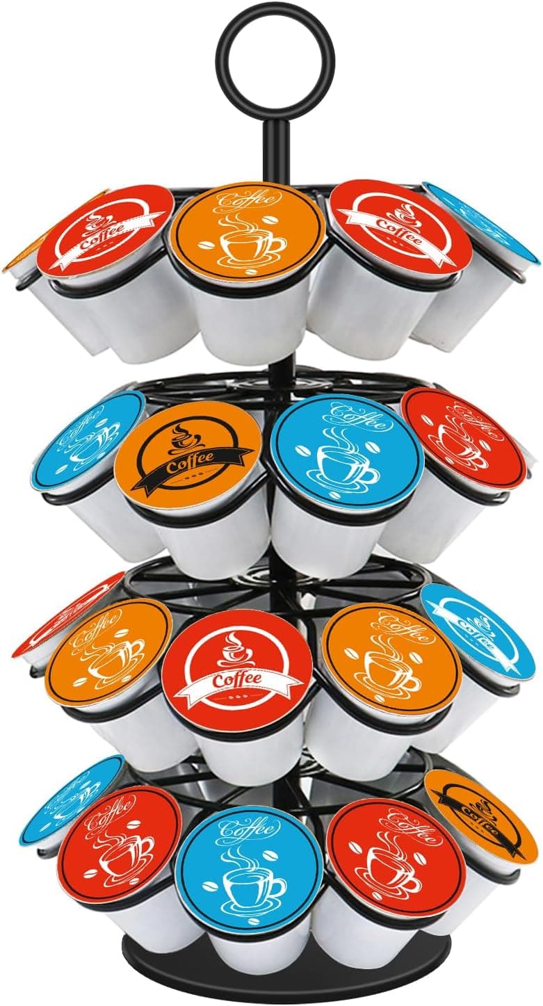 SHURFFY Coffee Pod Carousel Holder, K-Cups Organizer for 36 Pods, Spins 360-Degrees