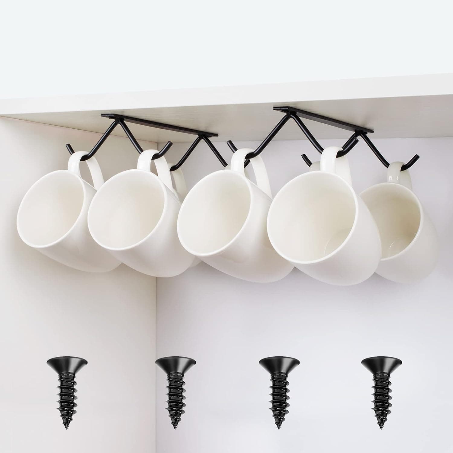 Tavery Mug Hooks Coffee Cabinet Kitchen, Cup Holder Storage Display Drying Rack (Pack of 2)