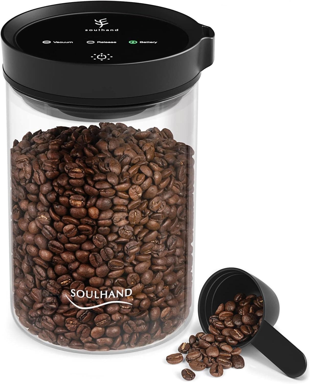 SOUL HAND Vacuum Coffee Canister Automatic Airtight Glass Jar 1.6L