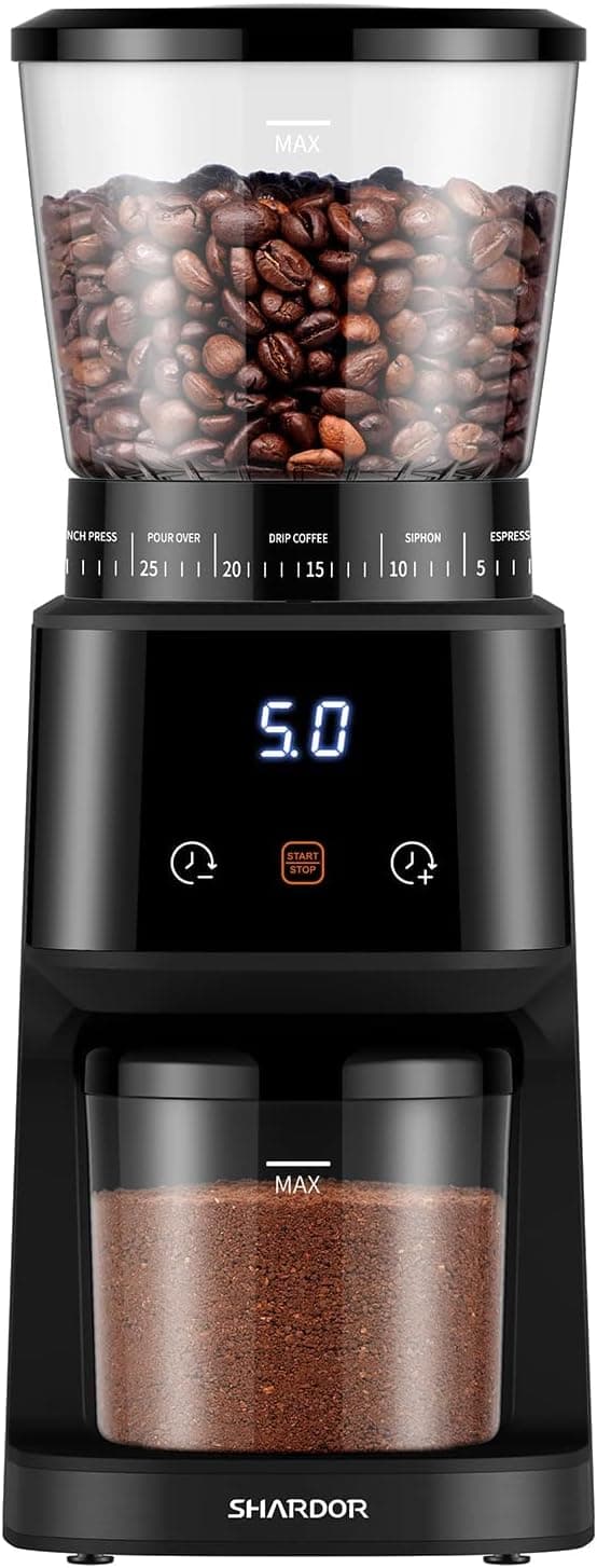 SHARDOR Conical Burr Grinder with Digital Timer, 31 Settings