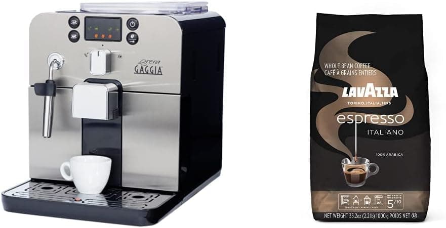 Gaggia Brera Super-Automatic Espresso Machine, Black & Lavazza Espresso Italiano Whole Bean Coffee