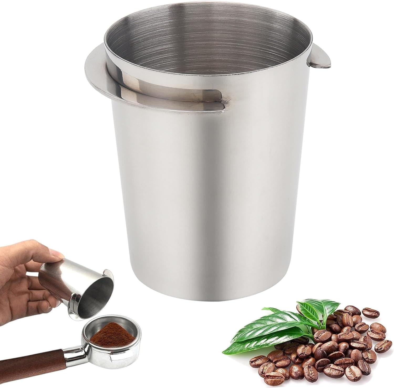 Coffee Dosing Cup 58mm, Stainless Steel Espresso Dosing Cup Powder Feeder Compatible with 58mm Portafilter