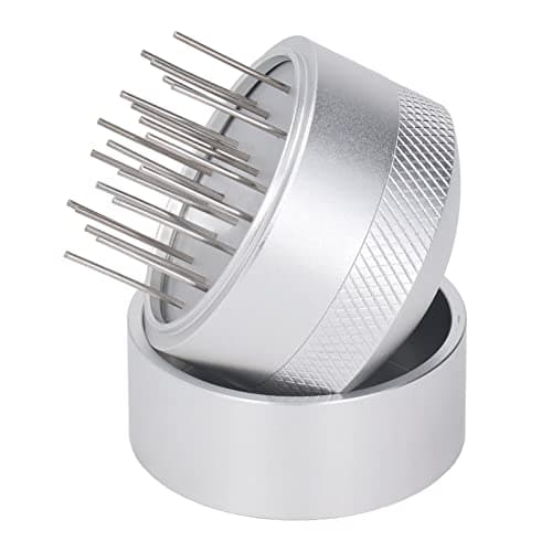 Espresso Coffee Stirrer, 58MM Espresso Stirrer Distribution Tool Coffee Needle Distributor with Base Stainless Steel Hand Coffee Stirrer Stirring Tool, Silver (58mm)