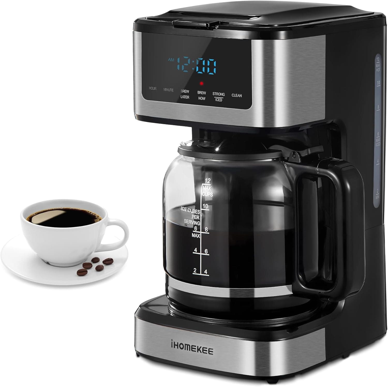 Ihomekee Programmable Drip Coffee Maker 12 Cup, Touch Screen