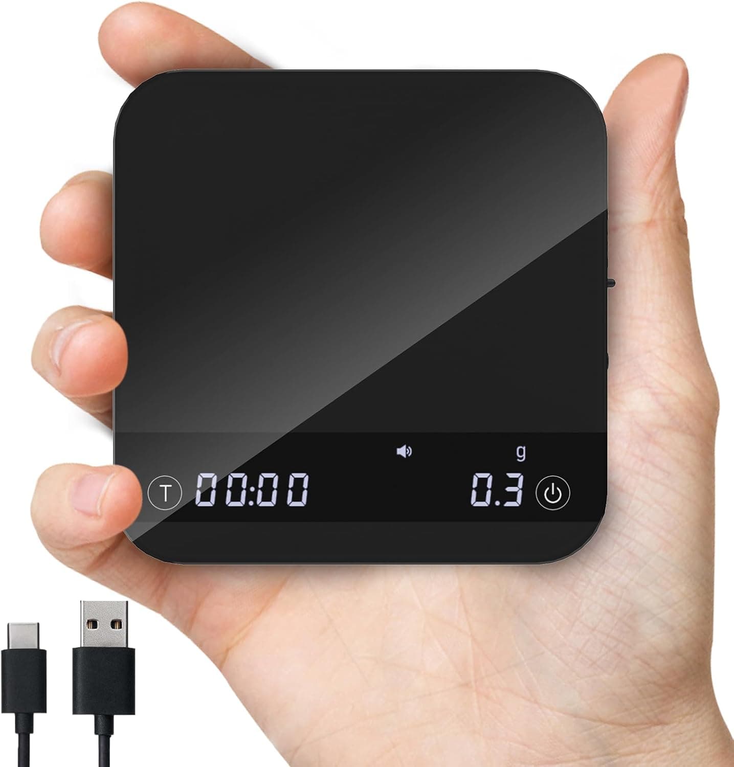 Mini Coffee Scale with Auto Timing, Rechargeable Espresso Scale 2kg/0.1g