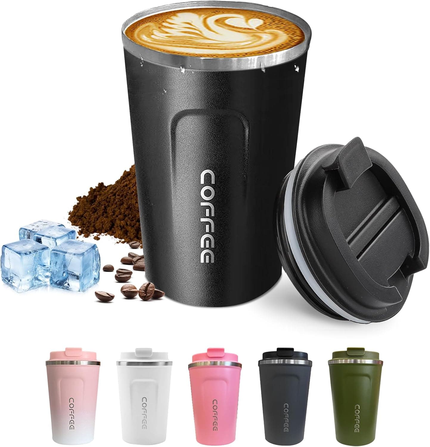 SPLMIFA Travel Coffee Mugs Leak-Proof, Stainless Steel Vacuum Insulated, 12oz