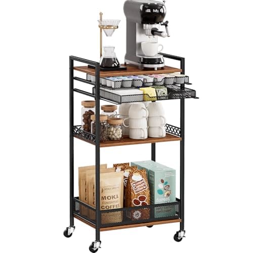 Plaviya Coffee Cart 5-Tier Coffee Station Bar Organizer for Hoom, Kitchen
