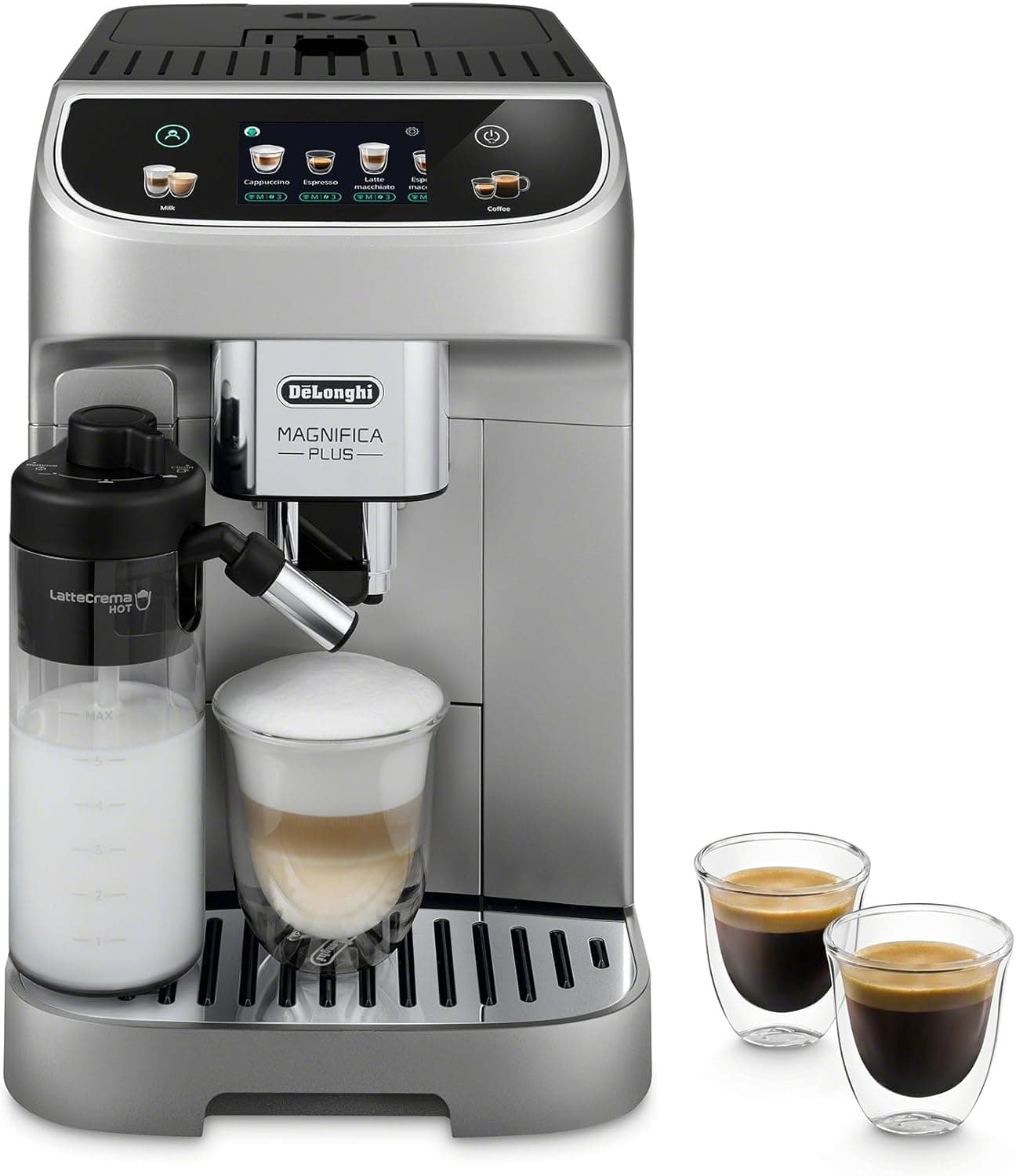 De'Longhi Magnifica Plus Automatic Espresso Machine, Milk Frother, Silver (ECAM32070SB)