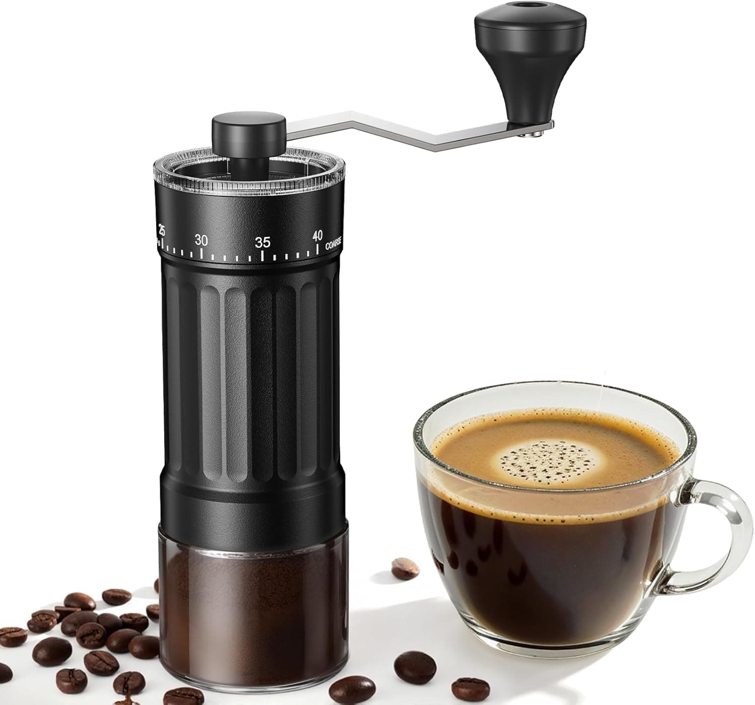 CEVING Mini Manual Coffee Grinder, 40 Settings, Ceramic Burr
