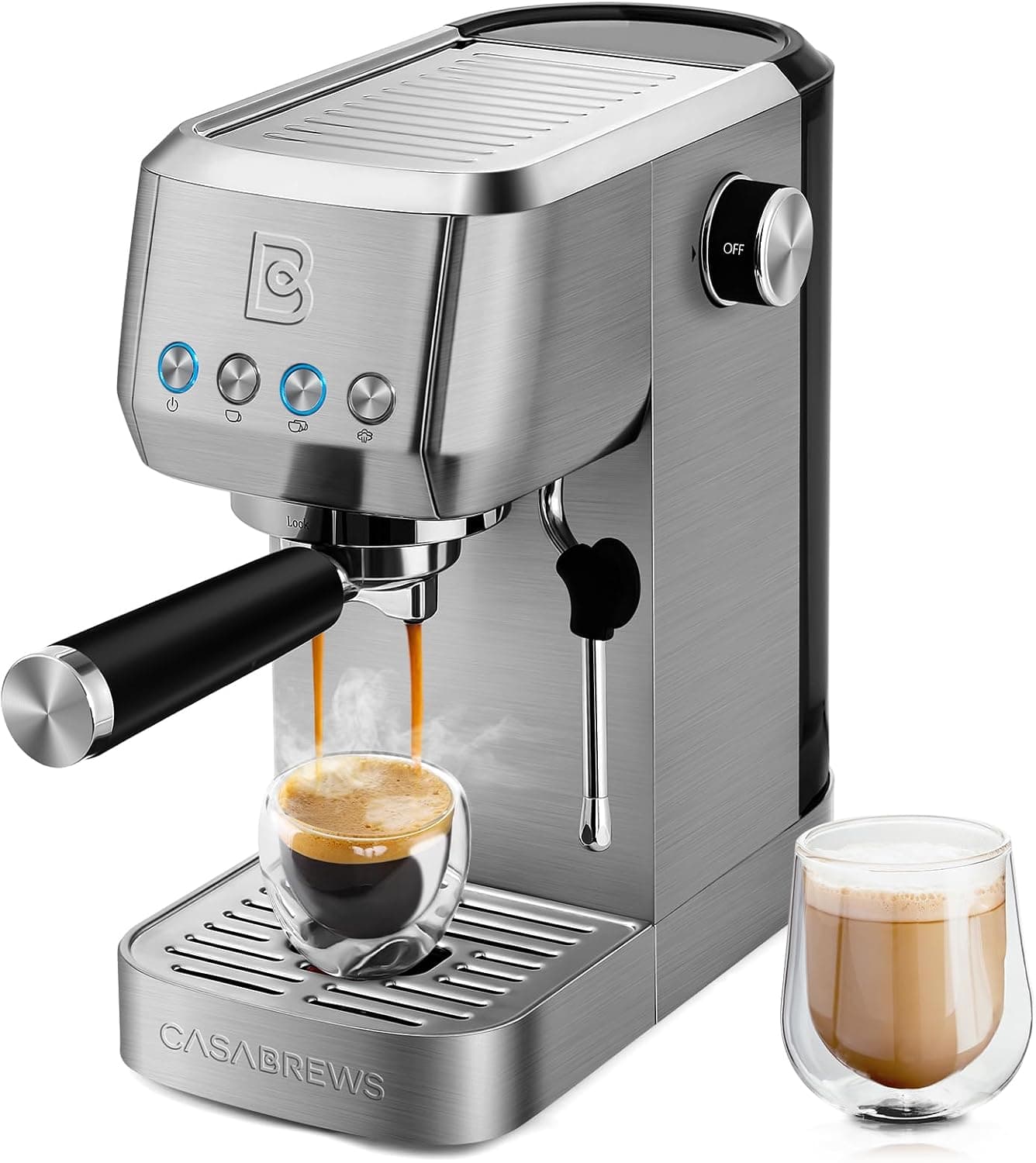 CASABREWS Espresso Machine 20 Bar, Dark Silver