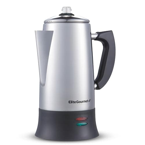 Elite Gourmet 12-Cup Electric Coffee Percolator, Keep Warm, Clear Brew Knob | BPA-Free, Cool-Touch, Stainless Steel, EC924