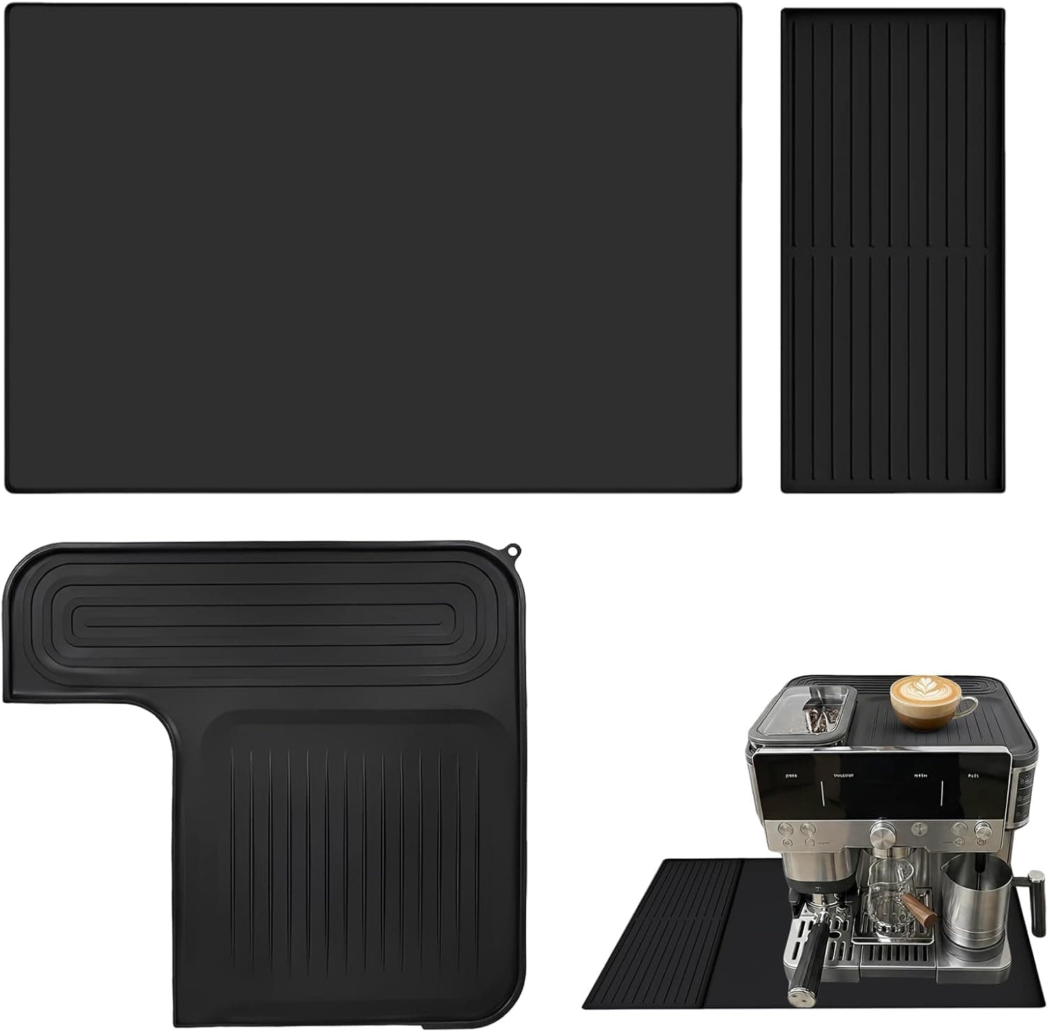 3-Piece Silicone Coffee Mat Set for Ninja ES601/ES701 with Drip Tray, Countertop Protector