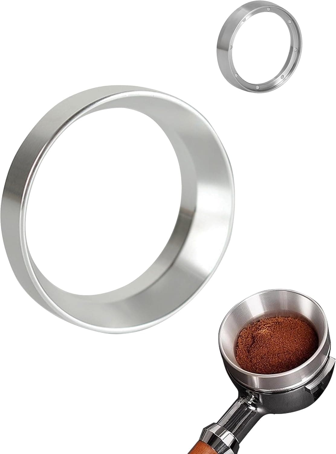 Cusinice 58mm Stainless Steel Espresso Dosing Funnel - Magnetic Coffee Ring - Powder Ring Dispenser Doser - Compatible with Portafilter