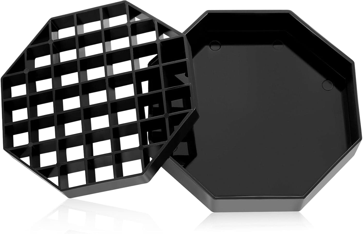 Suclain Coffee Drip Tray, Black Plastic Countertop Spill Catcher with Honeycomb Grid, Octagon (4")