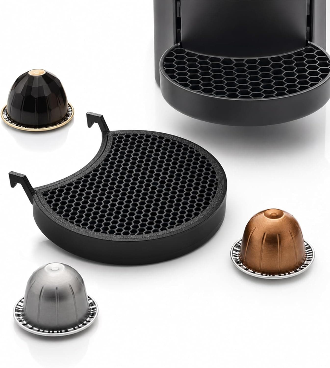 Drip Tray for Nespresso Vertuo Plus, Honeycomb Anti-Slip Replacement Tray, Matte Black