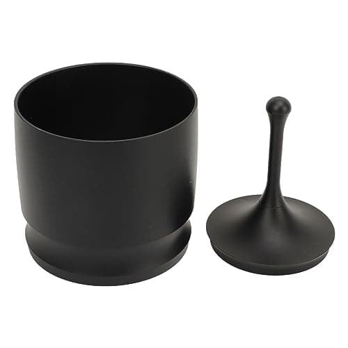 Saluaqui Blind Shaker 58mm 58mm Aluminum Alloy Coffee Dosing Cup with Lid Flying Coffee Powder Picker for Grinder Grey Making Supplies (Black)