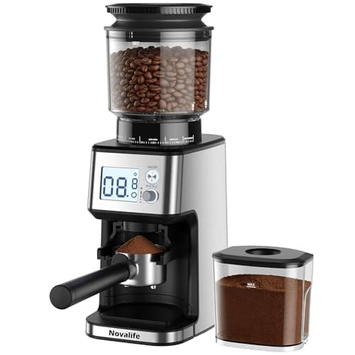 Conical Burr Coffee Grinder, 51 Precise Grind Settings Automatic Coffee Grinder, Smart Dual Control LED Display, 1-12 Cups, with Portafilter Holder, Anti-StaticStainless Steel, Memory Function