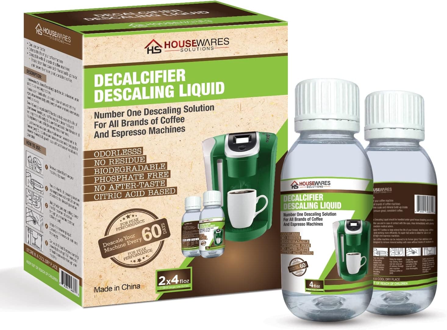 Housewares Solutions Descaling Solution, 4 fl oz Bottle (2-Pack)