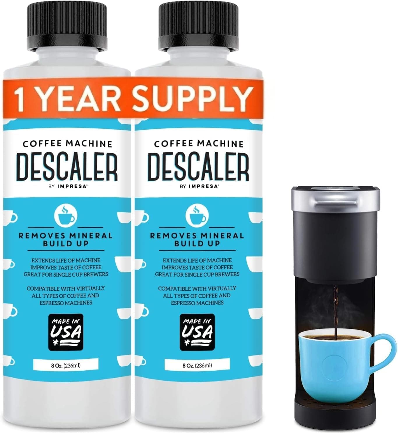 IMPRESA Coffee Descaler, 2-Pack, Compatible with Keurig, Nespresso & More