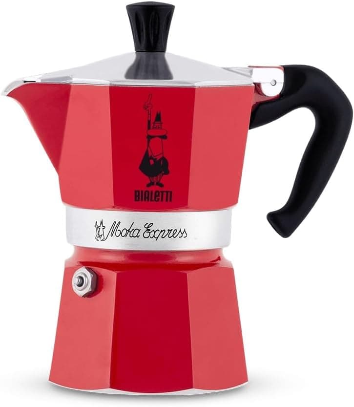 Bialetti Moka Express Stovetop Espresso Maker, 6 Cups, Red
